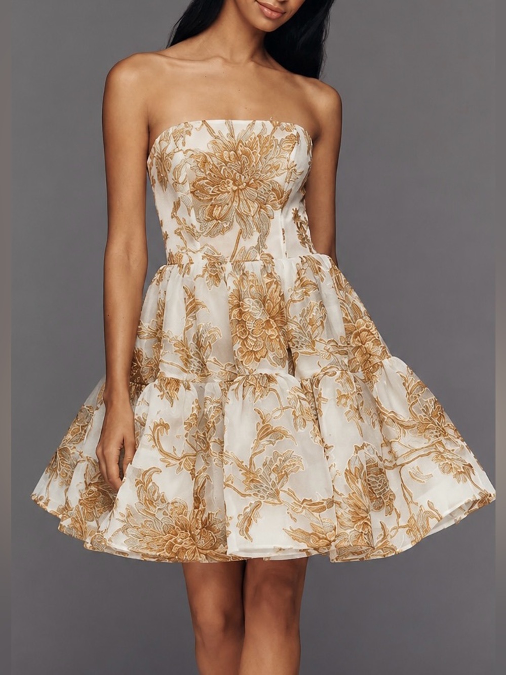 Mac Duggal Strapless brocade mini dress with pockets size 4 #20718